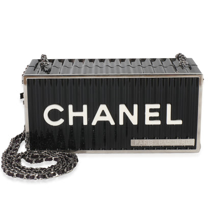 Chanel 18A Black Lucite Paris Hamburg Minaudiere Shipping Container Clutch