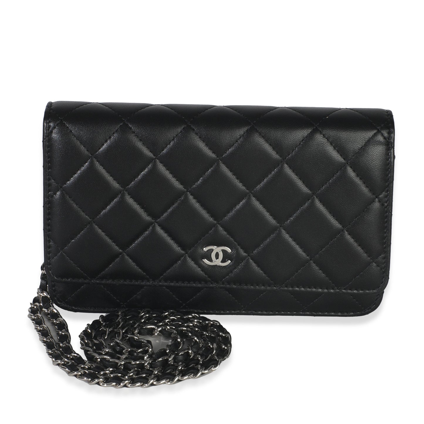 Chanel Black Quilted Lambskin Classic Wallet On Chain