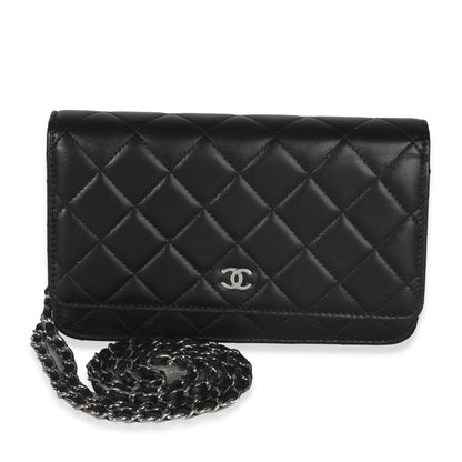 Chanel Black Quilted Lambskin Classic Wallet On Chain
