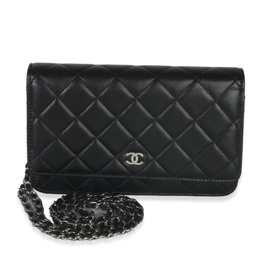 Chanel Black Quilted Lambskin Classic Wallet On Chain