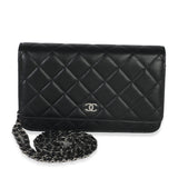 Chanel Black Quilted Lambskin Classic Wallet On Chain