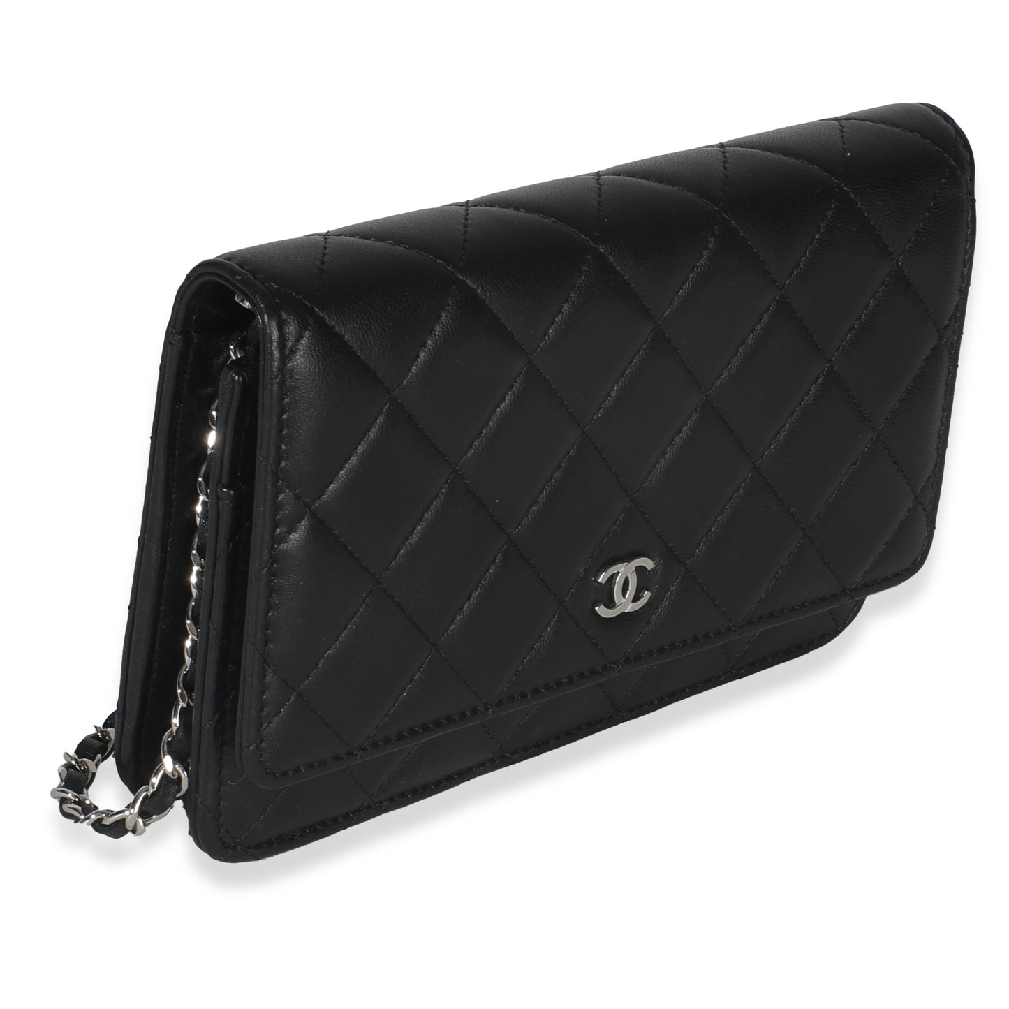 Chanel Black Quilted Lambskin Classic Wallet On Chain