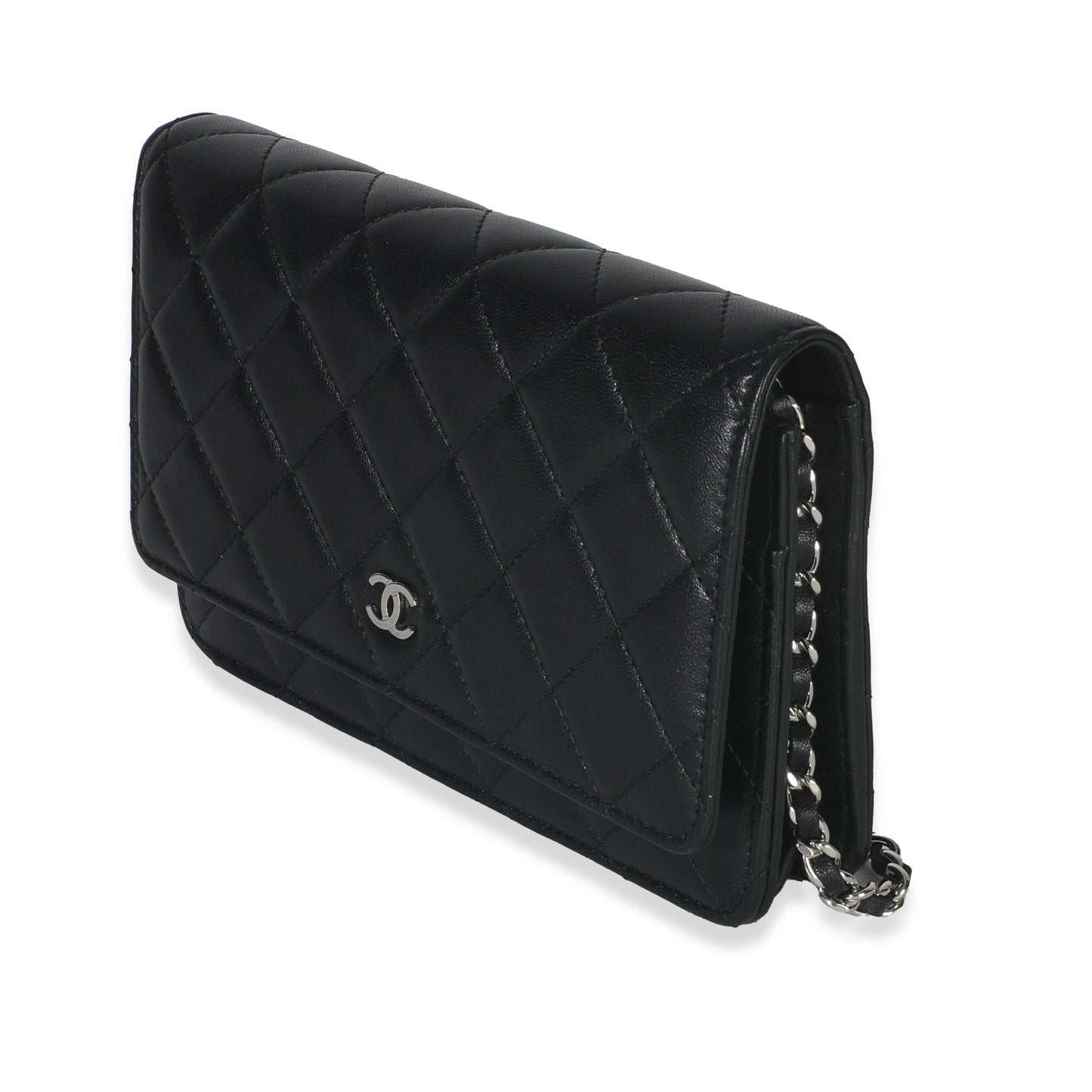 Chanel Black Quilted Lambskin Classic Wallet On Chain
