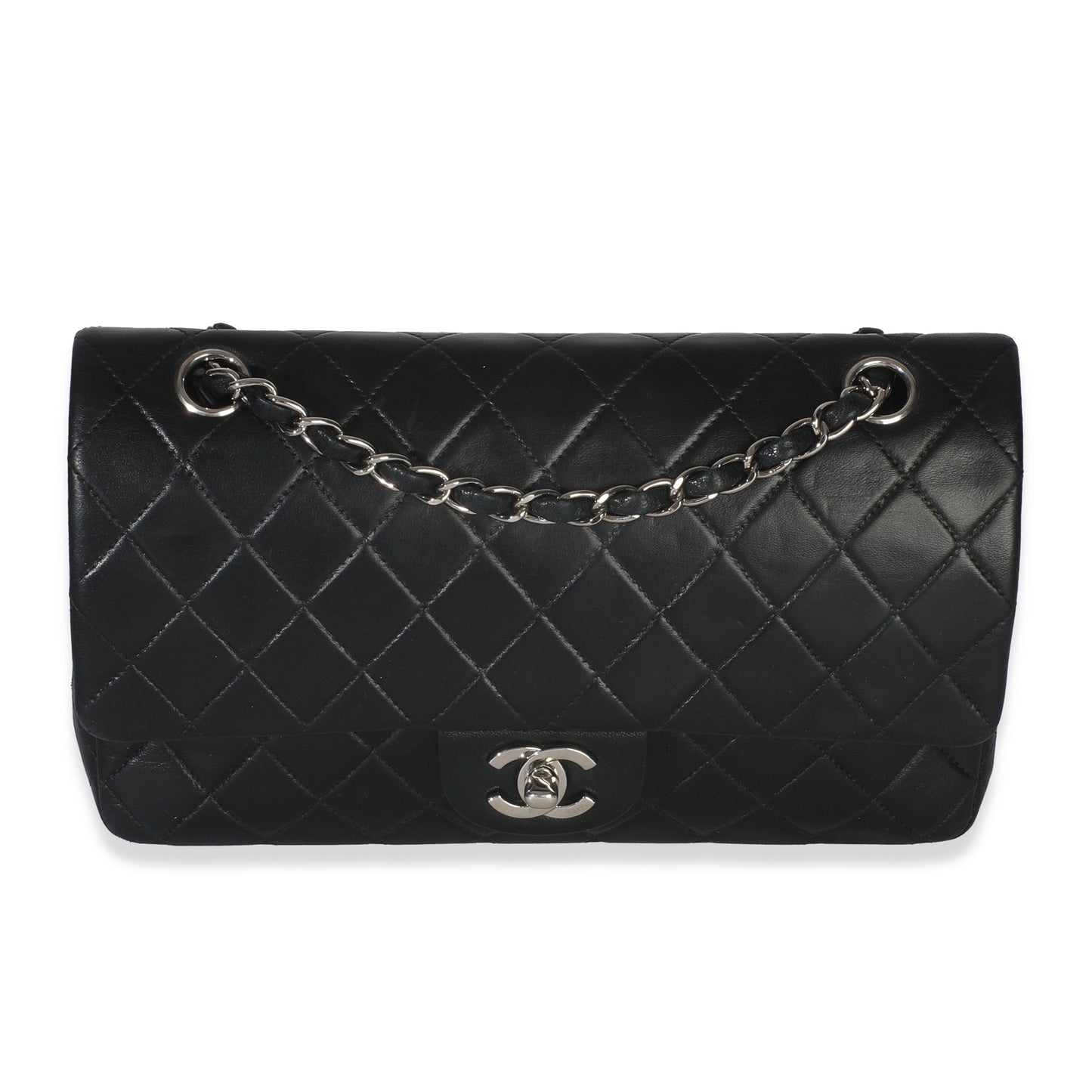 Chanel  Black Quilted Lambskin Medium Classic Double Flap Bag
