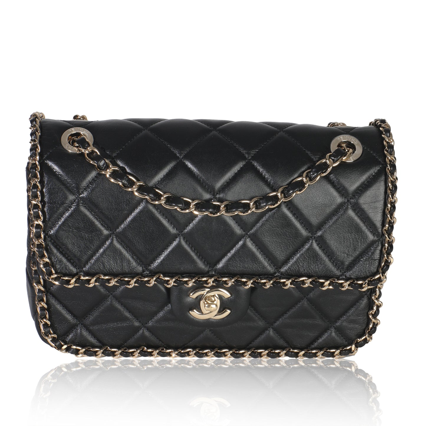 Chanel Black Quilted Lambskin Running Chain Small Flap Bag
