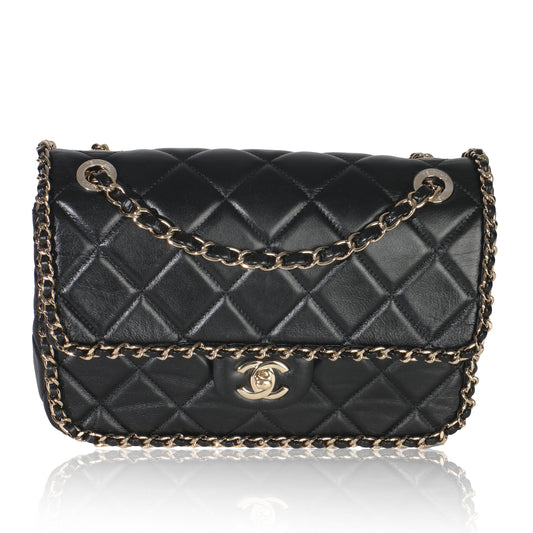 Chanel Black Quilted Lambskin Running Chain Small Flap Bag