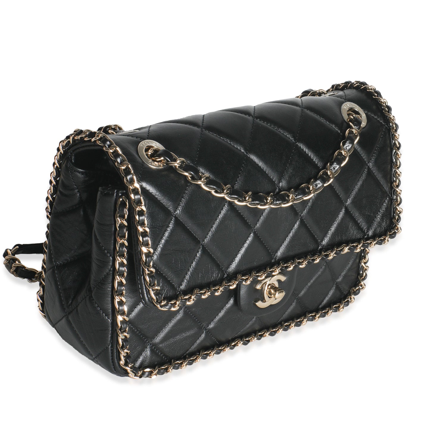 Chanel Black Quilted Lambskin Running Chain Small Flap Bag
