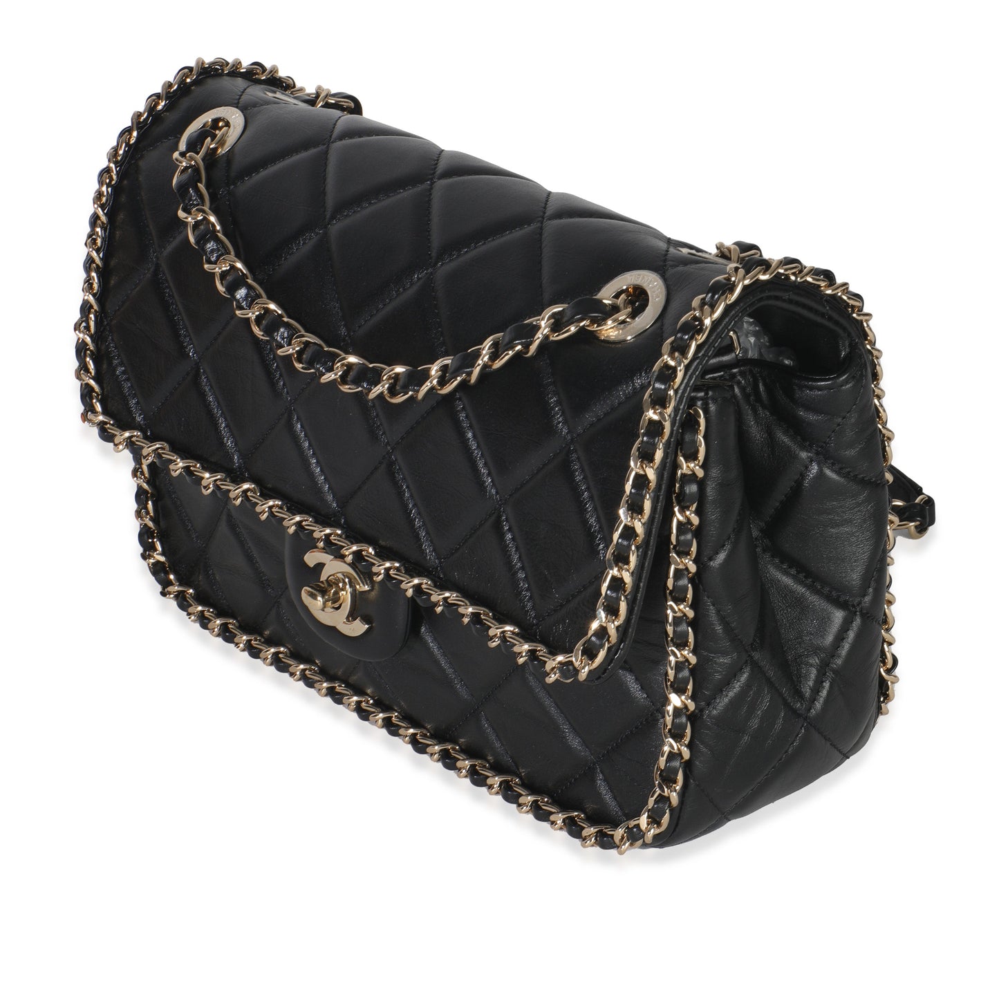 Chanel Black Quilted Lambskin Running Chain Small Flap Bag