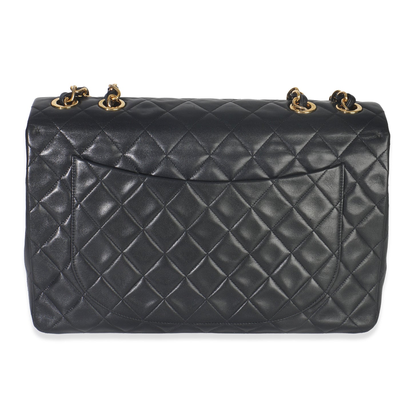 Chanel  24K Black Quilted Lambskin Jumbo Single Flap Bag