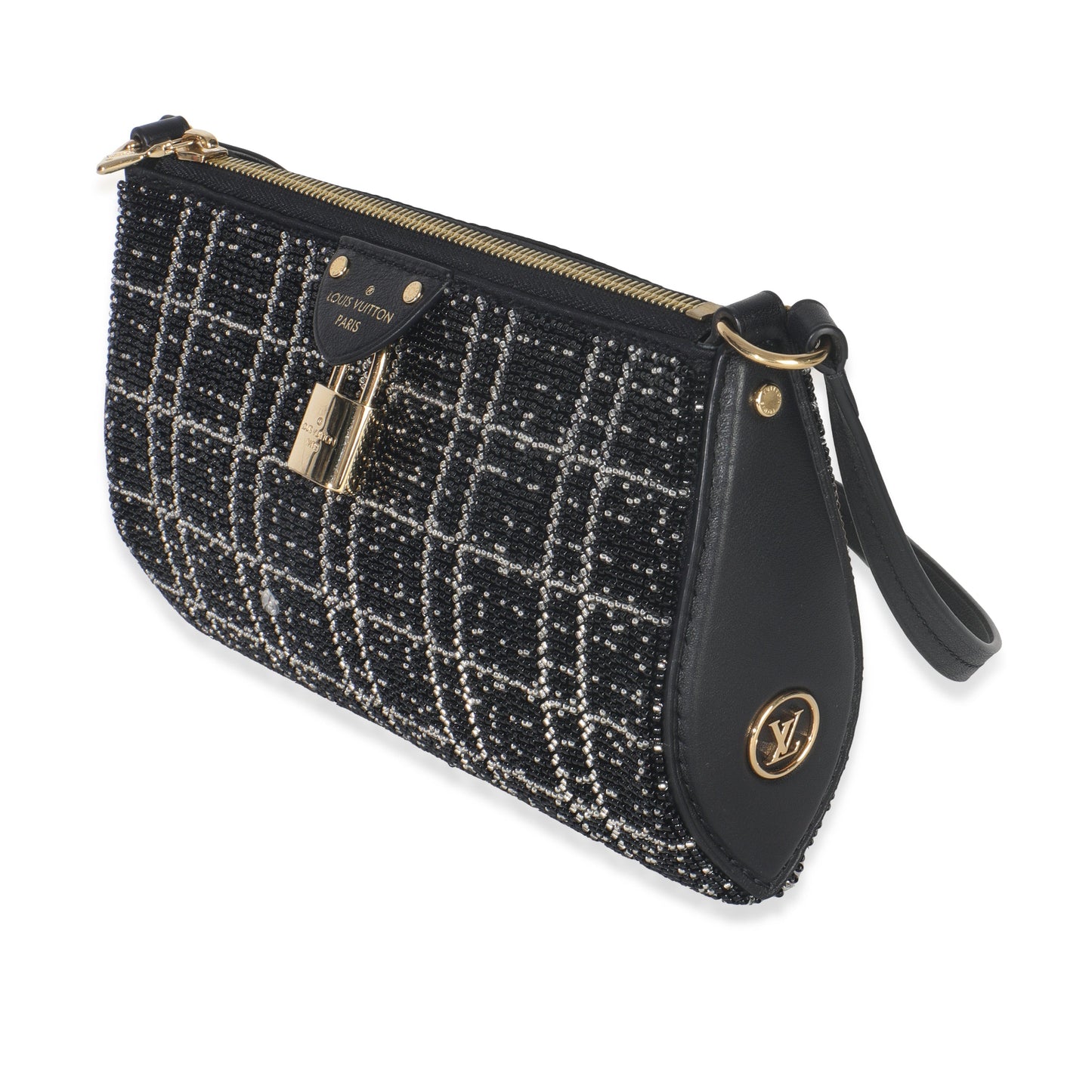 Louis Vuitton Black White Beaded Pochette Tirette