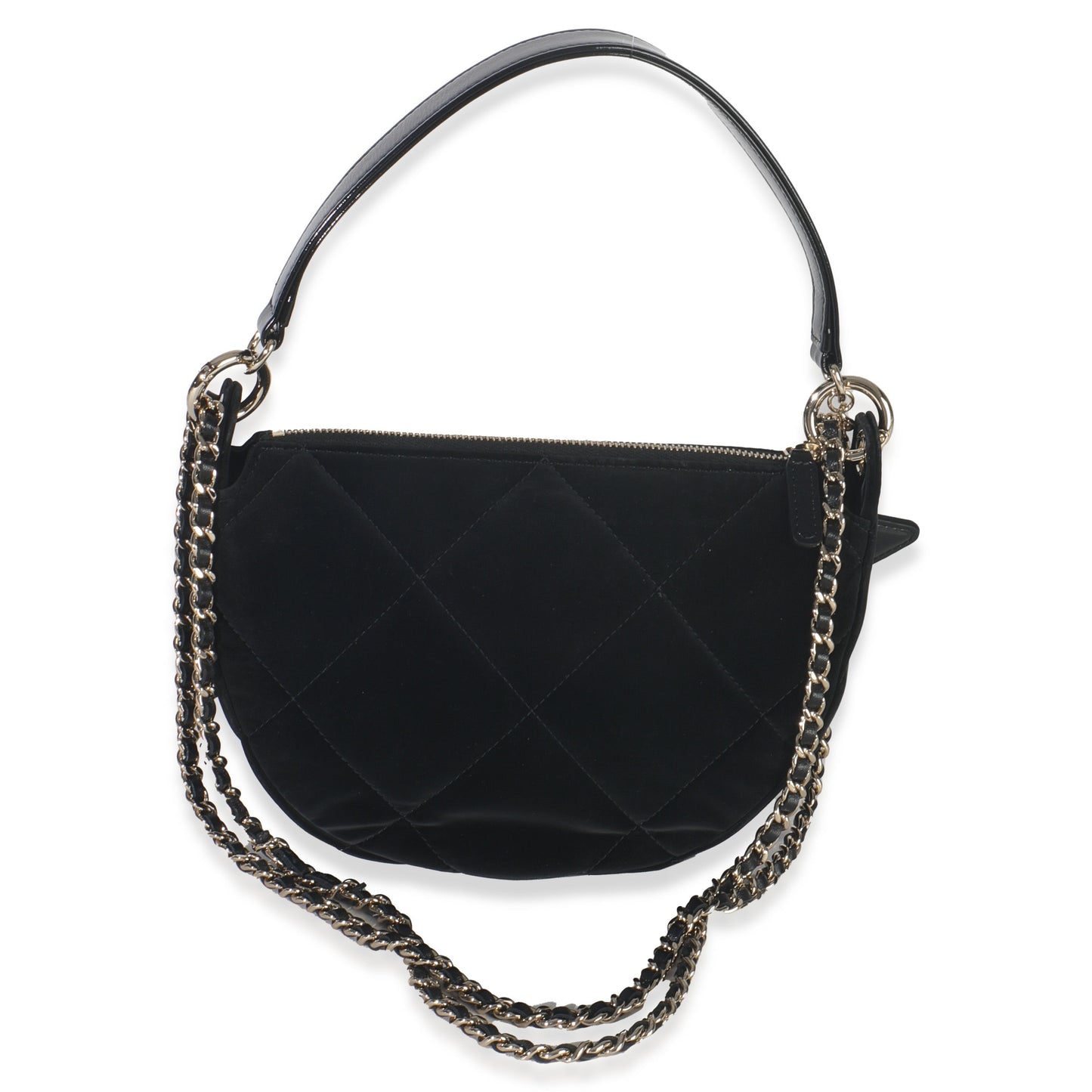 Chanel Black Velvet Effect Nylon Clutch with Chain