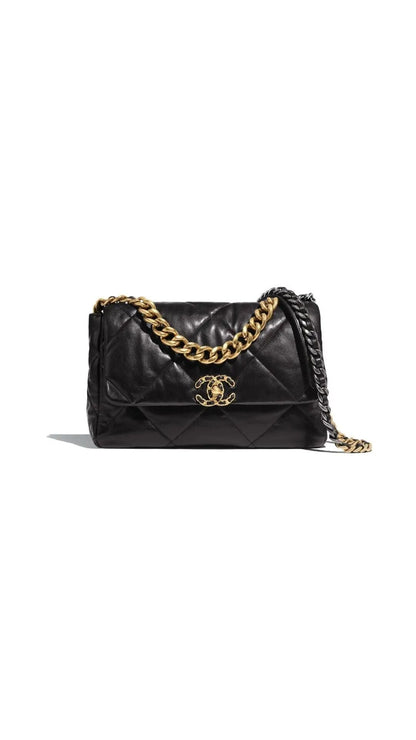 Chanel 19 Medium, Black Lambskin Leather - FULL SET