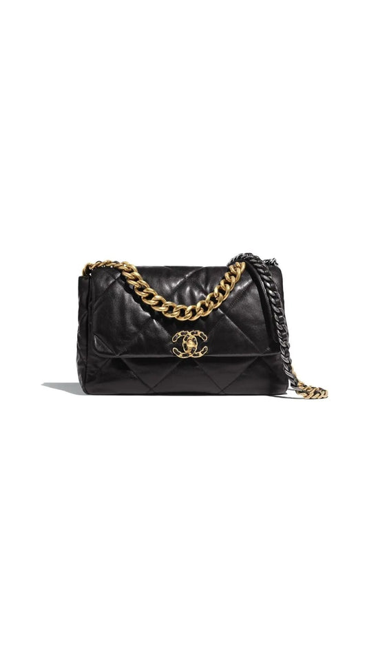 Chanel 19 Medium, Black Lambskin Leather - FULL SET