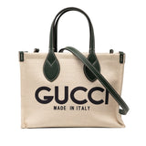 Gucci Logo Print Canvas Leather 2way Bag