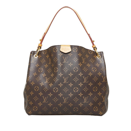 Louis Vuitton Monogram Graceful PM Shoulder Bag Brown PVC Leather