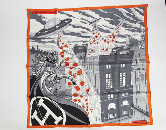 Hermes Gray Faubourg Scarf